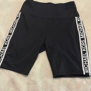 Michael Kors Black Bike Shorts with Sporty Side Stripes